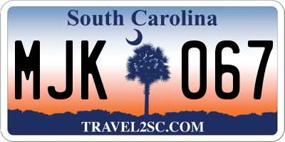 SC license plate MJK067
