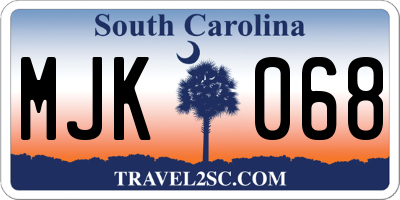 SC license plate MJK068