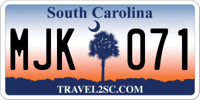 SC license plate MJK071