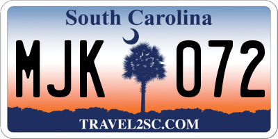 SC license plate MJK072