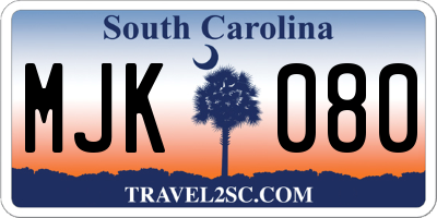 SC license plate MJK080
