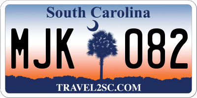 SC license plate MJK082