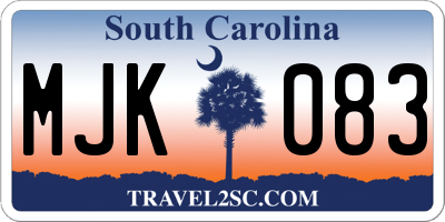 SC license plate MJK083