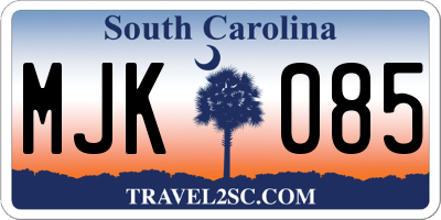 SC license plate MJK085