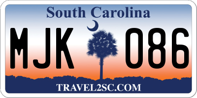 SC license plate MJK086