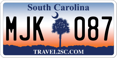 SC license plate MJK087