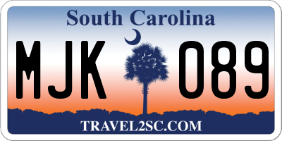 SC license plate MJK089