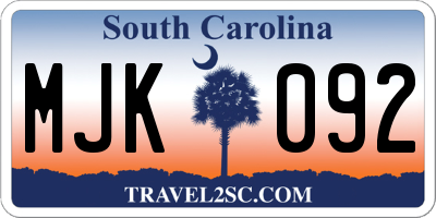SC license plate MJK092