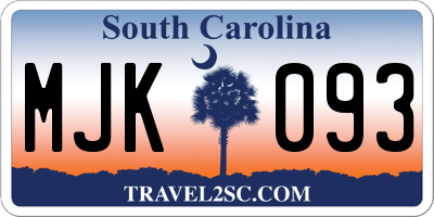 SC license plate MJK093