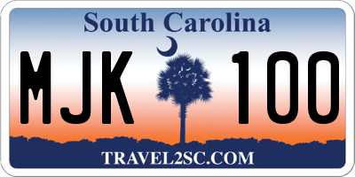 SC license plate MJK100