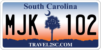 SC license plate MJK102
