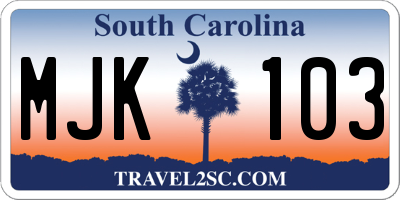 SC license plate MJK103