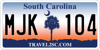 SC license plate MJK104