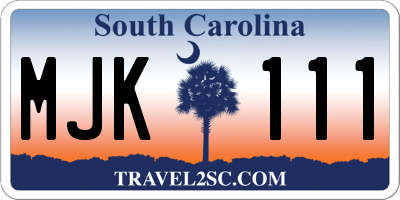 SC license plate MJK111