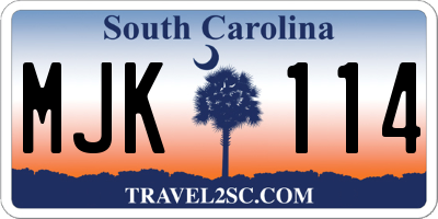 SC license plate MJK114