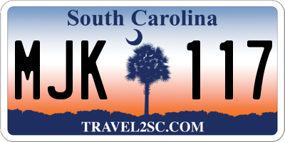 SC license plate MJK117