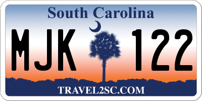 SC license plate MJK122