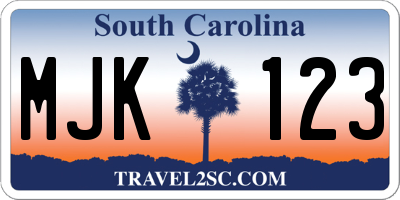 SC license plate MJK123