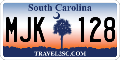 SC license plate MJK128