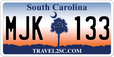 SC license plate MJK133