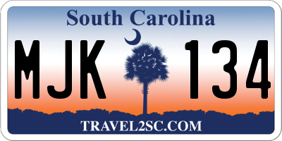 SC license plate MJK134