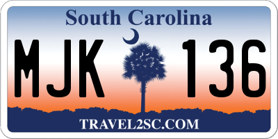 SC license plate MJK136