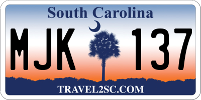 SC license plate MJK137