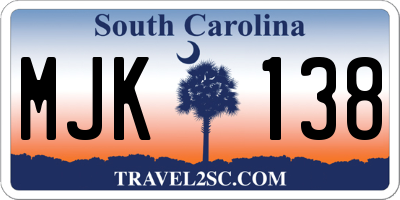 SC license plate MJK138