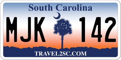 SC license plate MJK142