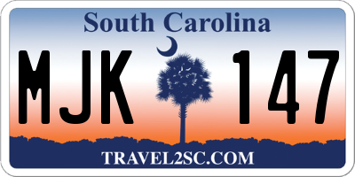 SC license plate MJK147