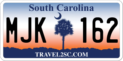 SC license plate MJK162