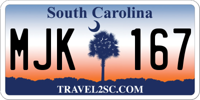 SC license plate MJK167