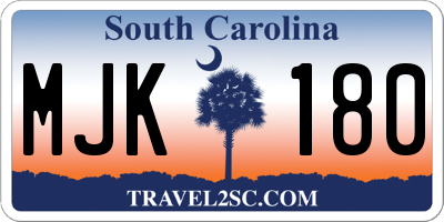 SC license plate MJK180