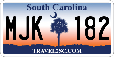 SC license plate MJK182
