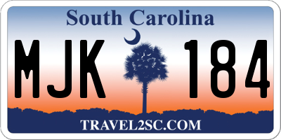 SC license plate MJK184