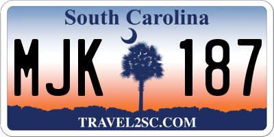 SC license plate MJK187