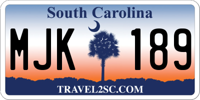SC license plate MJK189