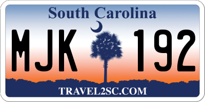 SC license plate MJK192