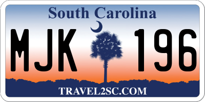 SC license plate MJK196