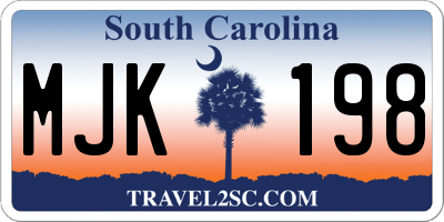 SC license plate MJK198