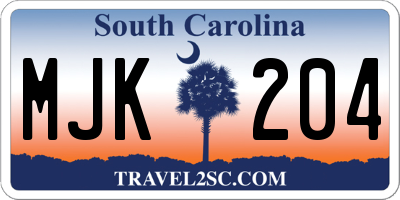SC license plate MJK204