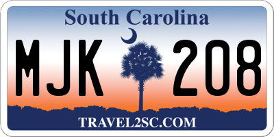 SC license plate MJK208