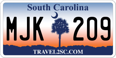 SC license plate MJK209