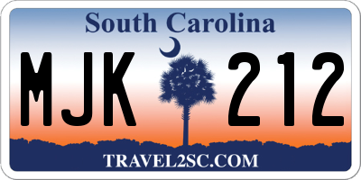SC license plate MJK212