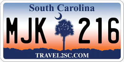 SC license plate MJK216