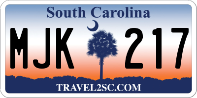 SC license plate MJK217