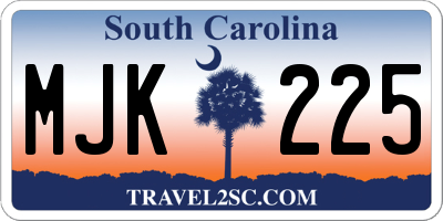 SC license plate MJK225