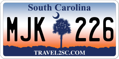 SC license plate MJK226