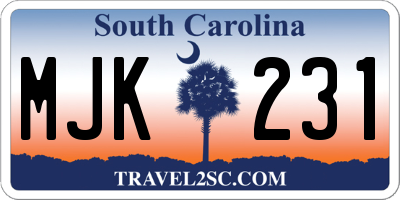 SC license plate MJK231