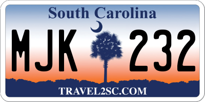 SC license plate MJK232